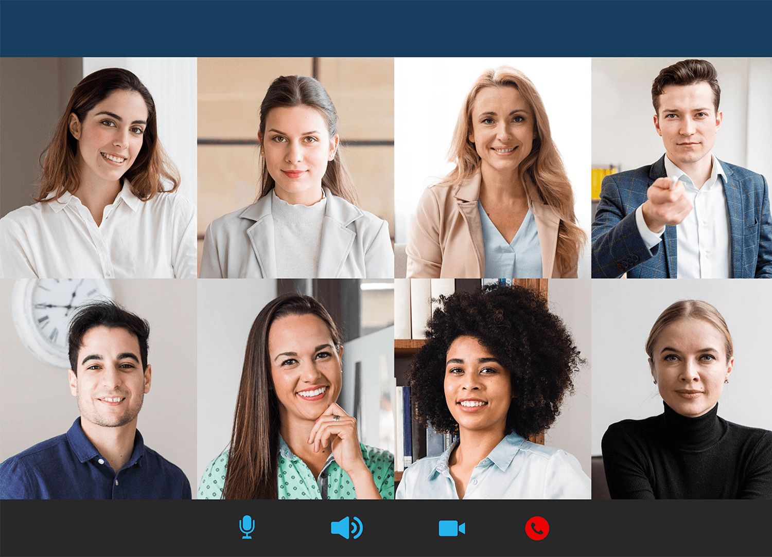 A group of professionals engaged in a Zoom call for a business consultation, showcasing collaboration and communication.